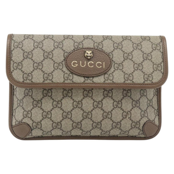 GUCCI GG Supreme Web Sherry Line Waist bag Beige Gold 493930 Auth ka4525