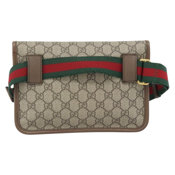 GUCCI GG Supreme Web Sherry Line Waist bag Beige Gold 493930 Auth ka4525