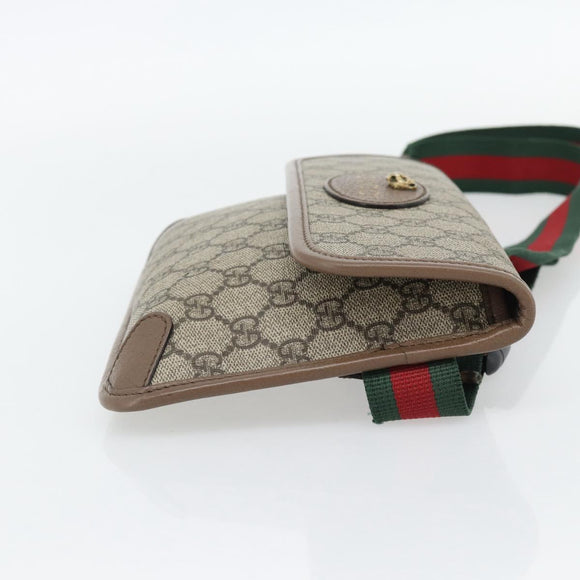 GUCCI GG Supreme Web Sherry Line Waist bag Beige Gold 493930 Auth ka4525