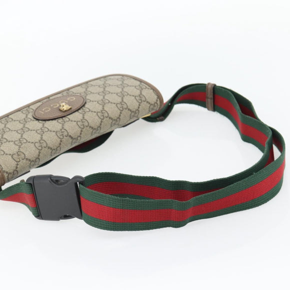 GUCCI GG Supreme Web Sherry Line Waist bag Beige Gold 493930 Auth ka4525