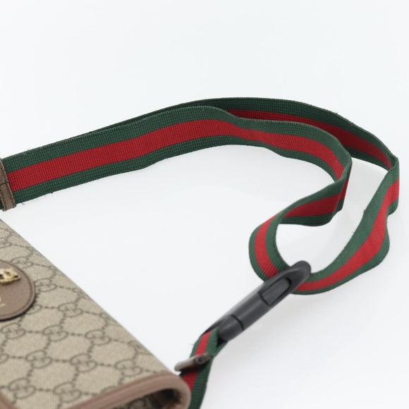 GUCCI GG Supreme Web Sherry Line Waist bag Beige Gold 493930 Auth ka4525