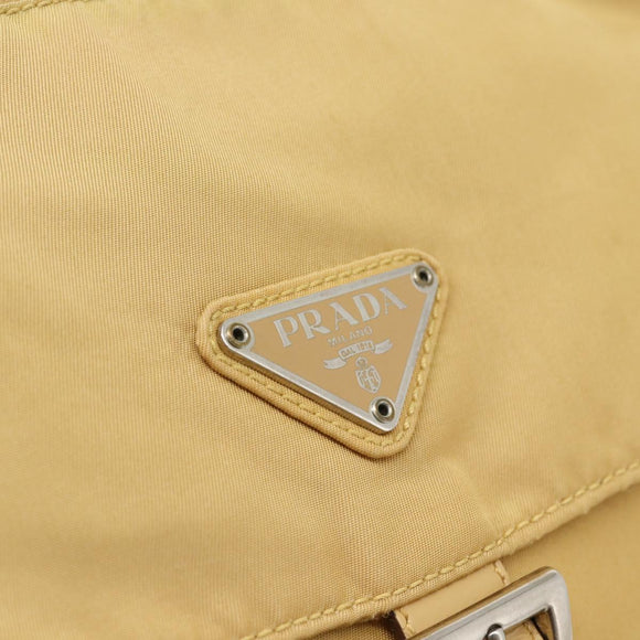 PRADA Shoulder Bag Nylon Beige Silver Auth ka4526A