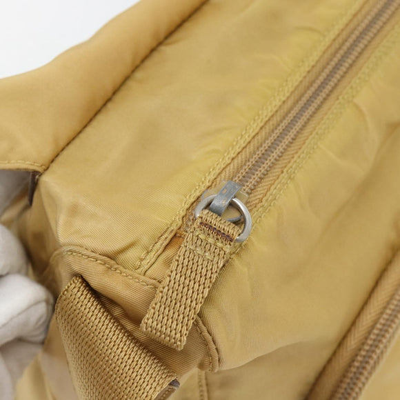 PRADA Shoulder Bag Nylon Beige Silver Auth ka4526A