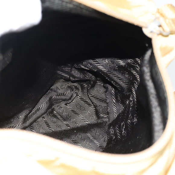 PRADA Shoulder Bag Nylon Beige Silver Auth ka4526A