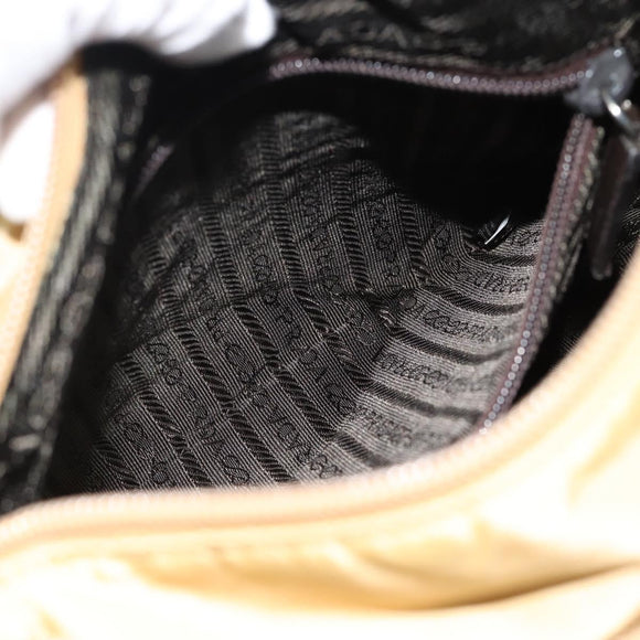 PRADA Shoulder Bag Nylon Beige Silver Auth ka4526A