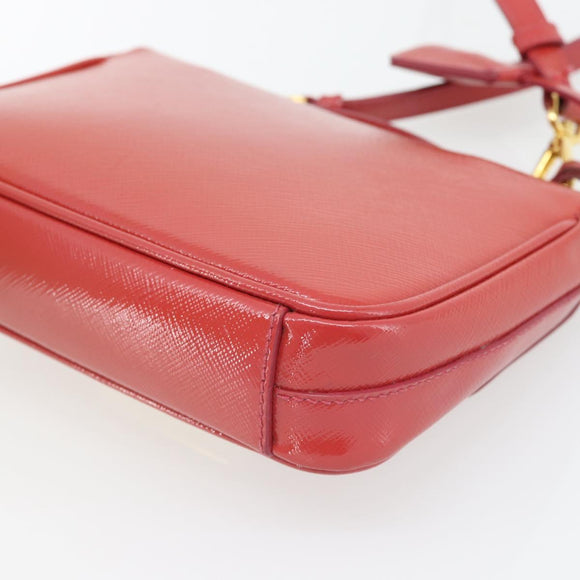 PRADA Hand Bag Patent leather 2way Red Gold Auth ka4527A
