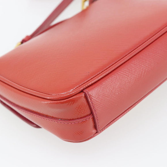 PRADA Hand Bag Patent leather 2way Red Gold Auth ka4527A