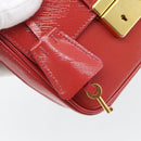 PRADA Hand Bag Patent leather 2way Red Gold Auth ka4527A-10