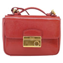 PRADA Hand Bag Patent leather 2way Red Gold Auth ka4527A-13