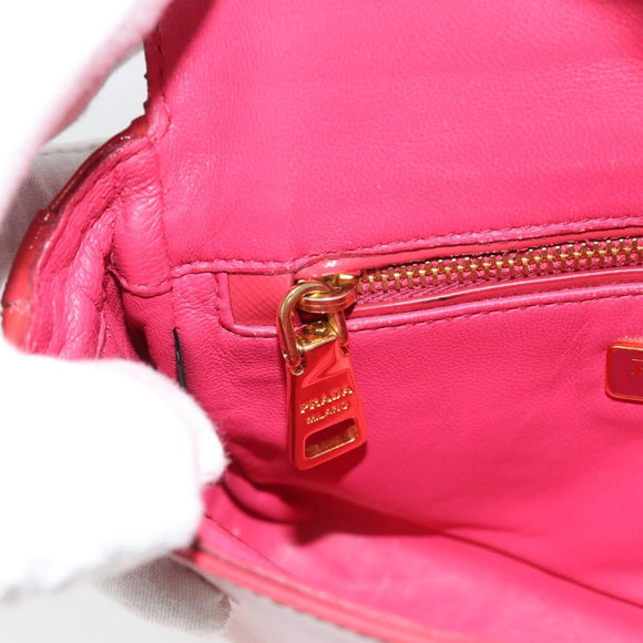 PRADA Hand Bag Patent leather 2way Red Gold Auth ka4527A
