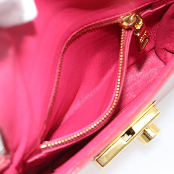 PRADA Hand Bag Patent leather 2way Red Gold Auth ka4527A