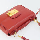 PRADA Hand Bag Patent leather 2way Red Gold Auth ka4527A-6