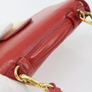 PRADA Hand Bag Patent leather 2way Red Gold Auth ka4527A-7