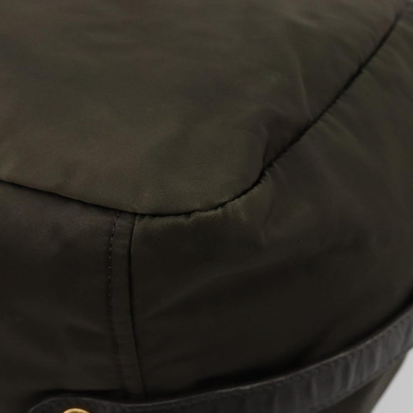 PRADA Shoulder Bag Nylon Khaki Gold Auth ka4528A