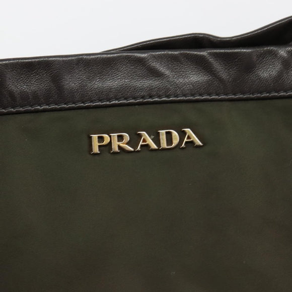 PRADA Shoulder Bag Nylon Khaki Gold Auth ka4528A