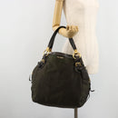 PRADA Shoulder Bag Nylon Khaki Gold Auth ka4528A-23