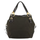 PRADA Shoulder Bag Nylon Khaki Gold Auth ka4528A-2