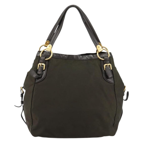 PRADA Shoulder Bag Nylon Khaki Gold Auth ka4528A