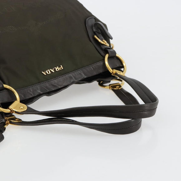 PRADA Shoulder Bag Nylon Khaki Gold Auth ka4528A