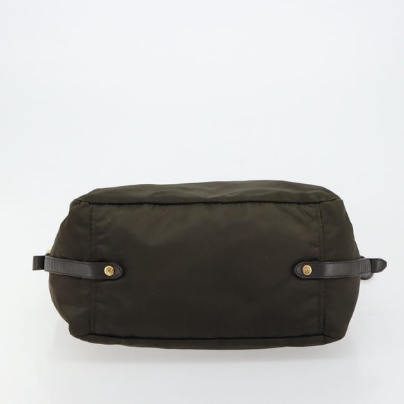 PRADA Shoulder Bag Nylon Khaki Gold Auth ka4528A