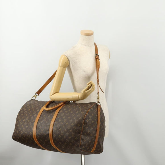LOUIS VUITTON Monogram Keepall Bandouliere 55 Boston Bag M41414 LV Auth ka4532
