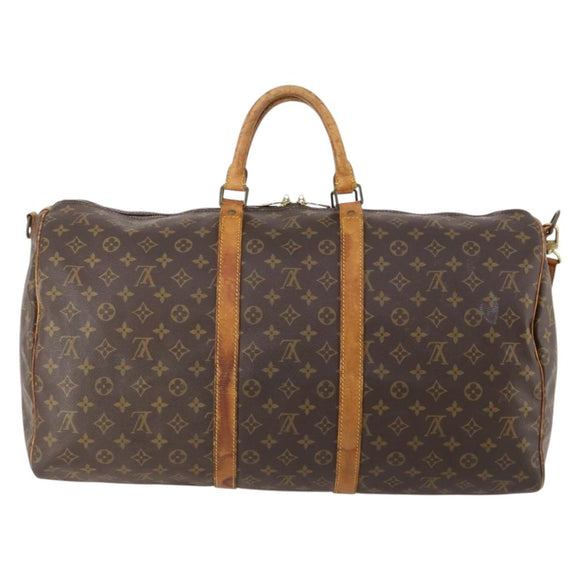 LOUIS VUITTON Monogram Keepall Bandouliere 55 Boston Bag M41414 LV Auth ka4532