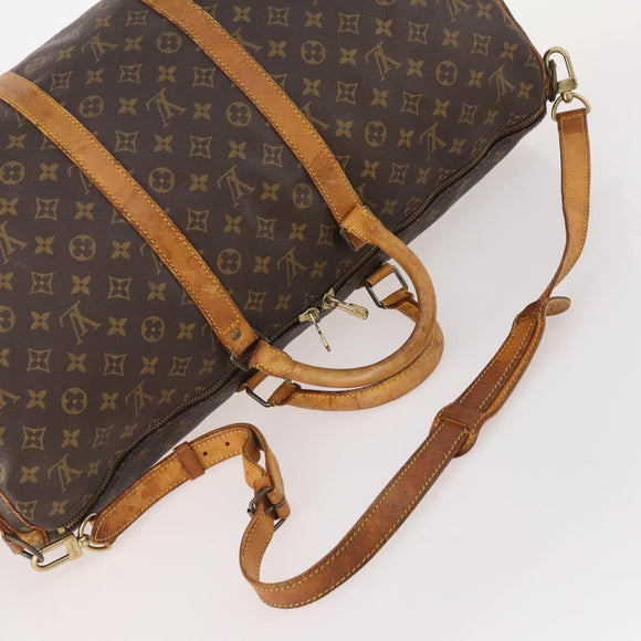 LOUIS VUITTON Monogram Keepall Bandouliere 55 Boston Bag M41414 LV Auth ka4532