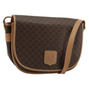 CELINE Macadam Canvas Shoulder Bag PVC Leather Brown Gold Auth ka4537-1