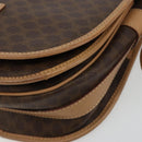 CELINE Macadam Canvas Shoulder Bag PVC Leather Brown Gold Auth ka4537-10