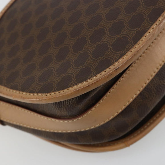 CELINE Macadam Canvas Shoulder Bag PVC Leather Brown Gold Auth ka4537