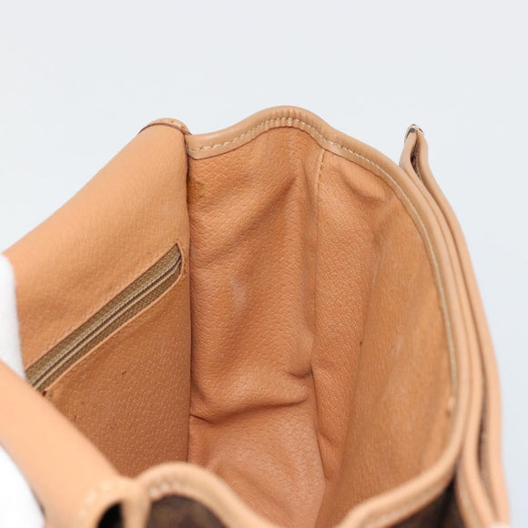 CELINE Macadam Canvas Shoulder Bag PVC Leather Brown Gold Auth ka4537