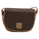 CELINE Macadam Canvas Shoulder Bag PVC Leather Brown Gold Auth ka4537-2
