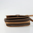 CELINE Macadam Canvas Shoulder Bag PVC Leather Brown Gold Auth ka4537-9
