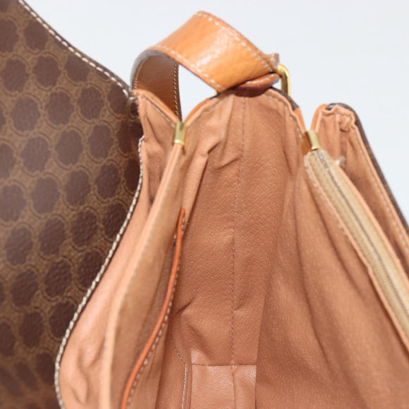 CELINE Macadam Canvas Shoulder Bag PVC Leather Brown Gold Auth ka4540A