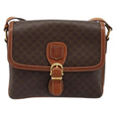 CELINE Macadam Canvas Shoulder Bag PVC Leather Brown Gold Auth ka4540A-13