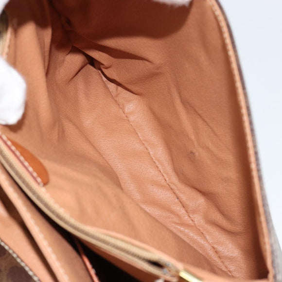CELINE Macadam Canvas Shoulder Bag PVC Leather Brown Gold Auth ka4540A