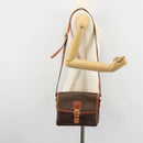 CELINE Macadam Canvas Shoulder Bag PVC Leather Brown Gold Auth ka4540A-24
