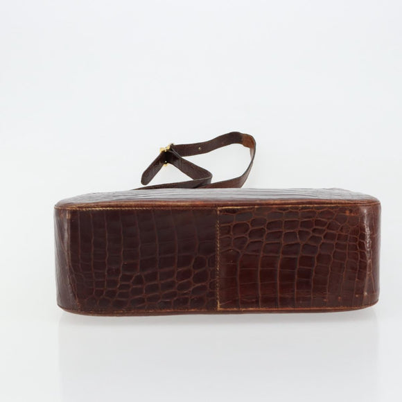 Salvatore Ferragamo Shoulder Bag Leather Brown Gold Auth ka4542