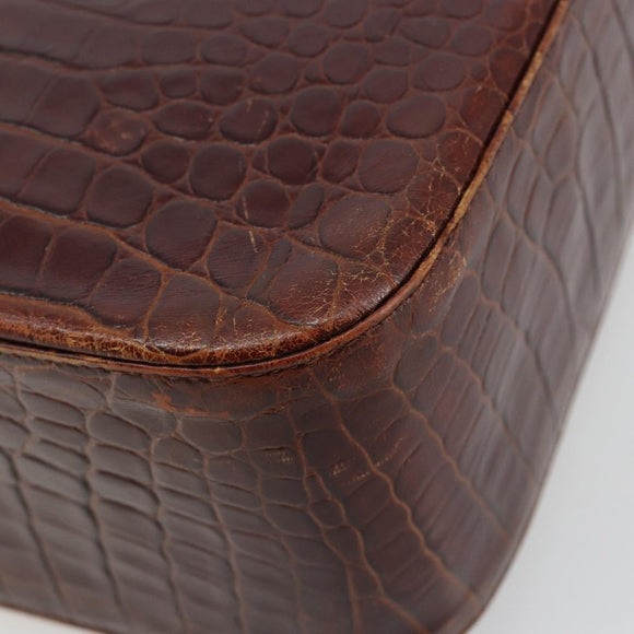Salvatore Ferragamo Shoulder Bag Leather Brown Gold Auth ka4542