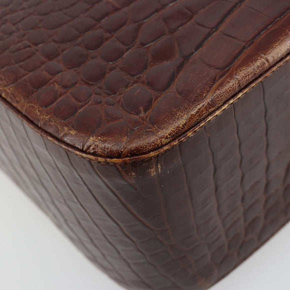 Salvatore Ferragamo Shoulder Bag Leather Brown Gold Auth ka4542