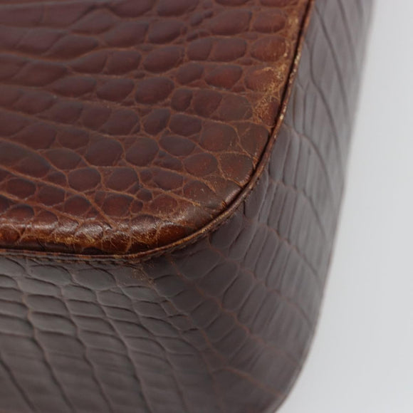 Salvatore Ferragamo Shoulder Bag Leather Brown Gold Auth ka4542