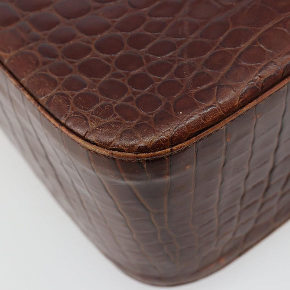Salvatore Ferragamo Shoulder Bag Leather Brown Gold Auth ka4542