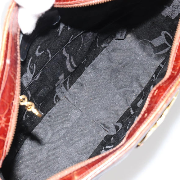 Salvatore Ferragamo Shoulder Bag Leather Brown Gold Auth ka4542