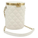 CHANEL Chain Shoulder Bag Lamb Skin White Gold CC Auth ka4545M-1