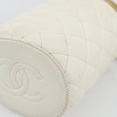 CHANEL Chain Shoulder Bag Lamb Skin White Gold CC Auth ka4545M-8