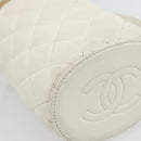 CHANEL Chain Shoulder Bag Lamb Skin White Gold CC Auth ka4545M-15