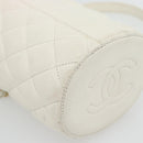 CHANEL Chain Shoulder Bag Lamb Skin White Gold CC Auth ka4545M-17