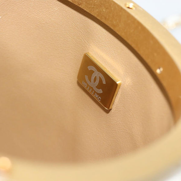 CHANEL Chain Shoulder Bag Lamb Skin White Gold CC Auth ka4545M