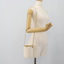 CHANEL Chain Shoulder Bag Lamb Skin White Gold CC Auth ka4545M-24