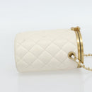 CHANEL Chain Shoulder Bag Lamb Skin White Gold CC Auth ka4545M-4
